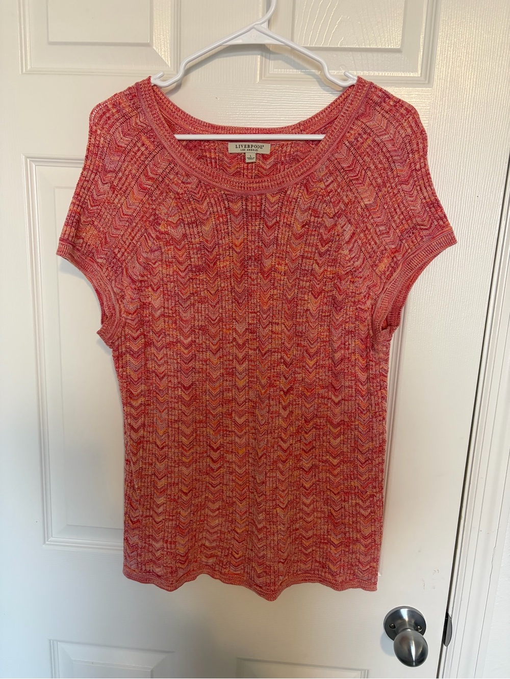 Liverpool Pink-Orange Short Sleeve Knit Tee
